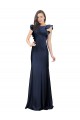 Achat Bleu marine foncé Sirène Bateau Crêpe Stretch Longue Robes demoiselle d'honneur / Robes de bal