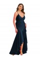 Achat Bleu marine foncé Sirène Bretelles spaghetti Satiné Soyeux Longue Asymétrique Formelles Robes demoiselle d'honneur / Robes de soirée / Robes de bal
