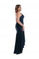 Achat Bleu marine foncé Sirène Bretelles spaghetti Satiné Soyeux Longue Asymétrique Formelles Robes demoiselle d'honneur / Robes de soirée / Robes de bal
