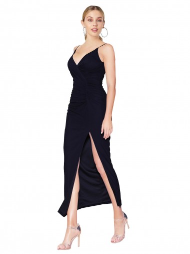 Achat Bleu marine foncé Sirène Col V Mousseline Courte Robes demoiselle d'honneur / Robes de soirée / Robes de cocktail