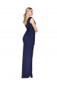 Achat Bleu marine foncé Sirène Col V Mousseline Longue Formelles Robes demoiselle d'honneur / Robes de soirée / Robes de bal