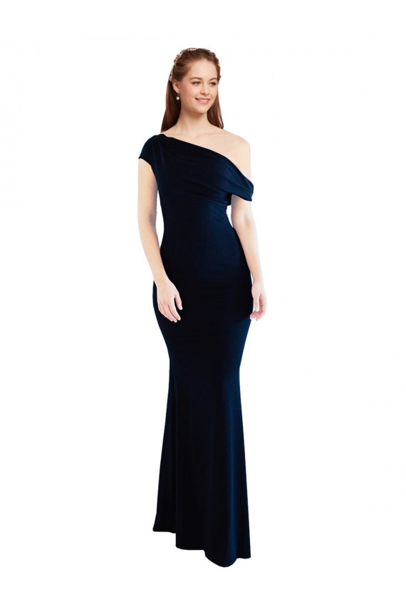Achat Bleu marine foncé Sirène Crêpe Stretch Longue Formelles Robes demoiselle d'honneur / Robes de soirée / Robes de bal