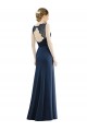 Achat Bleu marine foncé Sirène Illusion Mousseline Dentelle Longue Robes demoiselle d'honneur