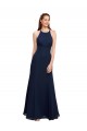 Achat Bleu marine foncé Sirène Licou Col Haut Mousseline Longue Robes demoiselle d'honneur / Robes de bal