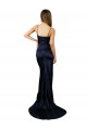 Achat Bleu marine foncé Sirène Satiné Stretch Longue Formelles Robes demoiselle d'honneur / Robes de soirée / Robes de bal