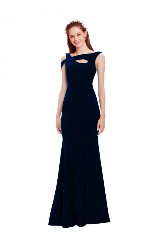 Achat Bleu marine foncé Sirène Épaule Dénudée Crêpe Stretch Longue Formelles Robes demoiselle d'honneur / Robes de soirée / Robes de bal