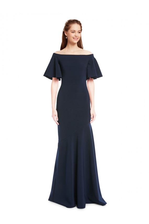 Achat Bleu marine foncé Sirène Épaule Dénudée Crêpe Stretch Longue Formelles Robes demoiselle d'honneur / Robes de soirée / Robes de bal