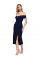 Achat Bleu marine foncé Sirène Épaule Dénudée midi Crêpe Stretch Courte Robes demoiselle d'honneur / Robes de soirée / Robes de cocktail