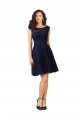 Achat Bleu marine foncé Trapèze Bateau Tulle Dentelle Courte Robes demoiselle d'honneur / Robes de cocktail