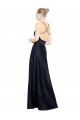 Achat Bleu marine foncé Trapèze Bretelles spaghetti Col V Satiné Longue Robes demoiselle d'honneur / Robes de bal