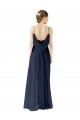 Achat Bleu marine foncé Trapèze Bretelles spaghetti Mousseline Longue Robes demoiselle d'honneur