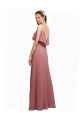 Achat Bleu marine foncé Trapèze Bretelles spaghetti Scoop Mousseline Longue Robes demoiselle d'honneur