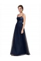 Achat Bleu marine foncé Trapèze Bretelles spaghetti Tulle Dentelle Longue Robes demoiselle d'honneur