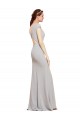 Achat Bleu marine foncé Trapèze Col Bateau Crêpe Stretch Longue Formelles Robes demoiselle d'honneur / Robes de soirée / Robes de bal
