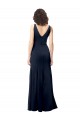 Achat Bleu marine foncé Trapèze Col V Crêpe Stretch Longue Formelles Robes demoiselle d'honneur / Robes de soirée / Robes de bal