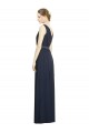 Achat Bleu marine foncé Trapèze Col V Mousseline Longue Robes demoiselle d'honneur