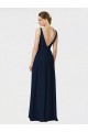 Achat Bleu marine foncé Trapèze Col V Mousseline Longue Robes demoiselle d'honneur