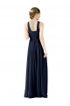 Achat Bleu marine foncé Trapèze Col V Mousseline Longue Robes demoiselle d'honneur