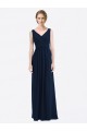 Achat Bleu marine foncé Trapèze Col V Mousseline Longue Robes demoiselle d'honneur