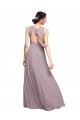 Achat Bleu marine foncé Trapèze Col V Mousseline Longue Robes demoiselle d'honneur