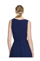 Achat Bleu marine foncé Trapèze Col V Mousseline Longue Robes demoiselle d'honneur