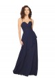 Achat Bleu marine foncé Trapèze Col V Mousseline Longue Robes demoiselle d'honneur