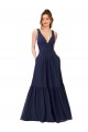 Achat Bleu marine foncé Trapèze Col V Mousseline Longue Robes demoiselle d'honneur