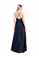 Achat Bleu marine foncé Trapèze Col V Mousseline Longue Robes demoiselle d'honneur / Robes de bal