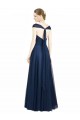 Achat Bleu marine foncé Trapèze Col V Tulle Longue Robes demoiselle d'honneur