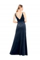 Achat Bleu marine foncé Trapèze Col V Velours Stretch Longue Robes demoiselle d'honneur / Robes de bal