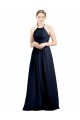 Achat Bleu marine foncé Trapèze Licou Col Haut Mousseline Longue Robes demoiselle d'honneur