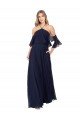 Achat Bleu marine foncé Trapèze Licou Col Haut Mousseline Longue Robes demoiselle d'honneur