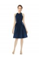 Achat Bleu marine foncé Trapèze Licou Satiné Courte Robes demoiselle d'honneur / Robes de cocktail