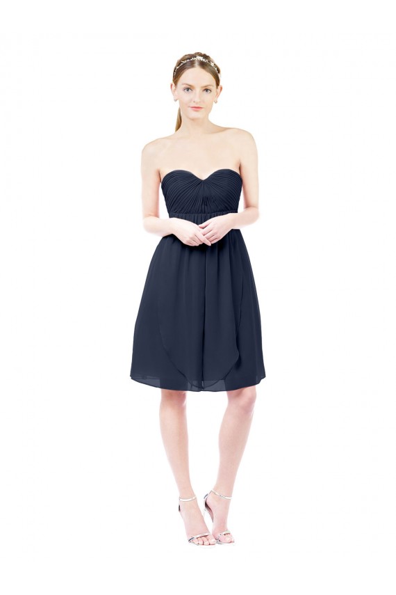 Achat Bleu marine foncé Trapèze Mousseline Courte Robes demoiselle d'honneur / Robes de cocktail