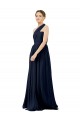 Achat Bleu marine foncé Trapèze Mousseline Longue Robes demoiselle d'honneur