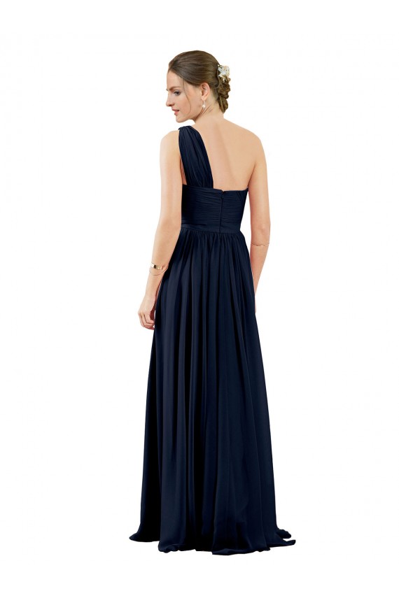 Achat Bleu marine foncé Trapèze Mousseline Longue Robes demoiselle d'honneur