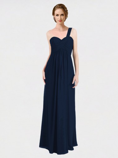 Achat Bleu marine foncé Trapèze Mousseline Longue Robes demoiselle d'honneur