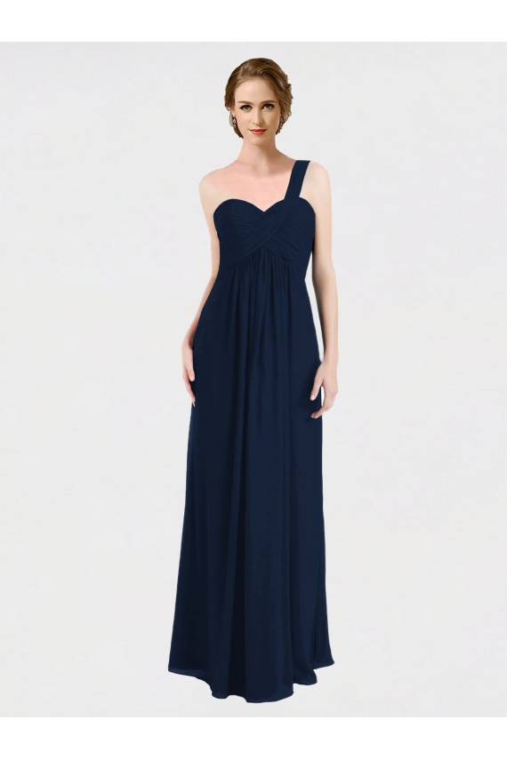 Achat Bleu marine foncé Trapèze Mousseline Longue Robes demoiselle d'honneur