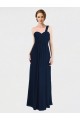 Achat Bleu marine foncé Trapèze Mousseline Longue Robes demoiselle d'honneur
