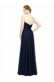 Achat Bleu marine foncé Trapèze Sans bretelle Mousseline Longue Robes demoiselle d'honneur