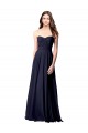 Achat Bleu marine foncé Trapèze Sans bretelle Mousseline Longue Robes demoiselle d'honneur