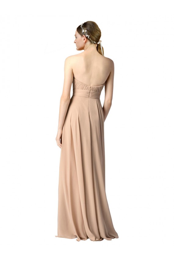 Achat Bleu marine foncé Trapèze Sans bretelle Mousseline Longue Robes demoiselle d'honneur