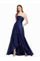 Achat Bleu marine foncé Trapèze Sans bretelle Satiné Longue Asymétrique Formelles Robes demoiselle d'honneur / Robes de soirée / Robes de bal