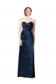 Achat Bleu marine foncé Trapèze Sans bretelle Satiné Longue Robes demoiselle d'honneur