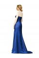 Achat Bleu marine foncé Trapèze Sans bretelle Satiné Longue Robes demoiselle d'honneur