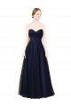 Achat Bleu marine foncé Trapèze Sans bretelle Tulle Longue Robes demoiselle d'honneur