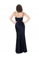 Achat Bleu marine foncé Trapèze Satiné Soyeux Longue Formelles Robes demoiselle d'honneur / Robes de soirée / Robes de bal