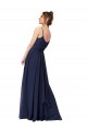 Achat Bleu marine foncé Trapèze Scoop Mousseline Dentelle Longue Robes demoiselle d'honneur