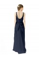 Achat Bleu marine foncé Trapèze Scoop Mousseline Longue Robes demoiselle d'honneur