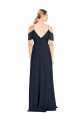 Achat Bleu marine foncé Trapèze Épaule Dénudée Bretelles spaghetti Mousseline Longue Robes demoiselle d'honneur